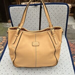 TODS Sacca G Piccola Tan Camel Italian Leather Satchel